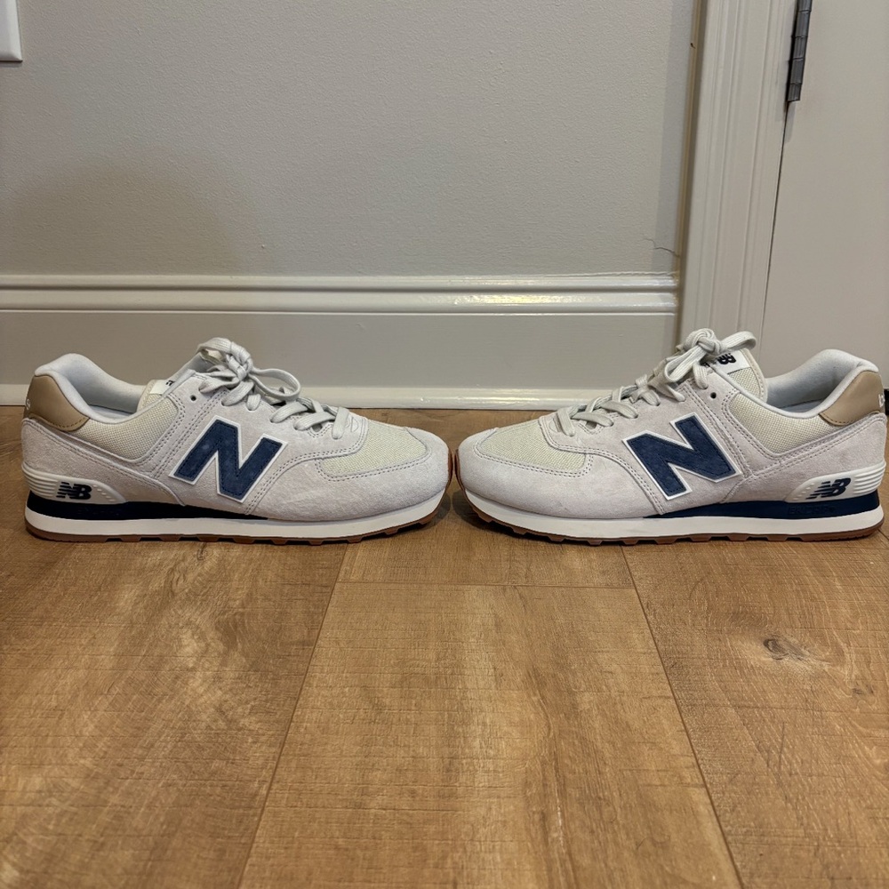 New Balance Cream and Blue Sneakers